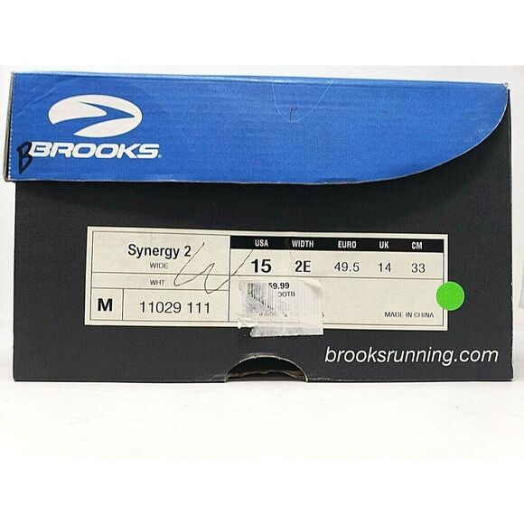 BROOKS SYNERGY 2 11029111 WHITE MENS WIDTH 2E SIZE 15 NIB STORE DEMOS main image 11
